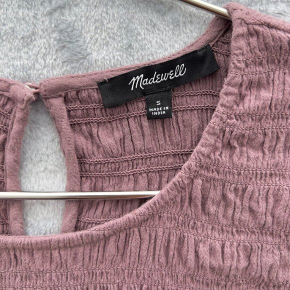 MADEWELL Women's Lucie Flutter Sleeve Smocked Bodice Top Size Small - 0066 - Picture 8 of 11
